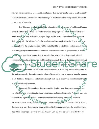 Mandatory Lifetime Sentences for Convicted Child Sex Offenders