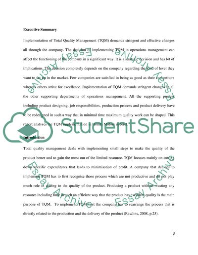 Implementation of Total Quality Management in Honda Company