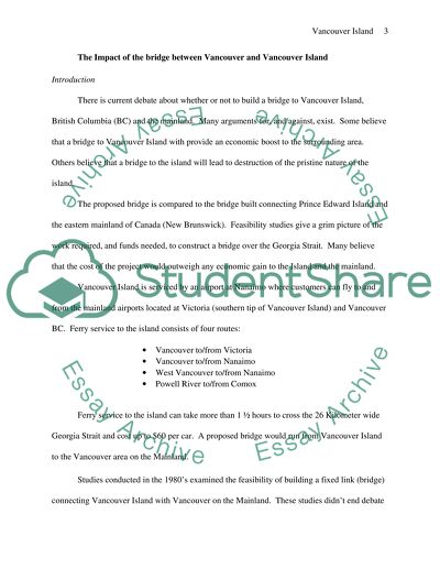 The Impact of the Bridge between Vancouver and Vancouver Island