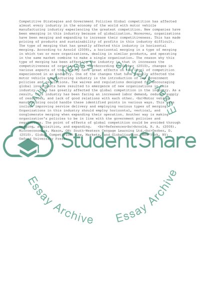 Competitive Strategies and Government Policies ECO 365