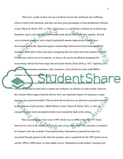 Effects of Fast Food on Body Mass Index Level in Adolescents and Students