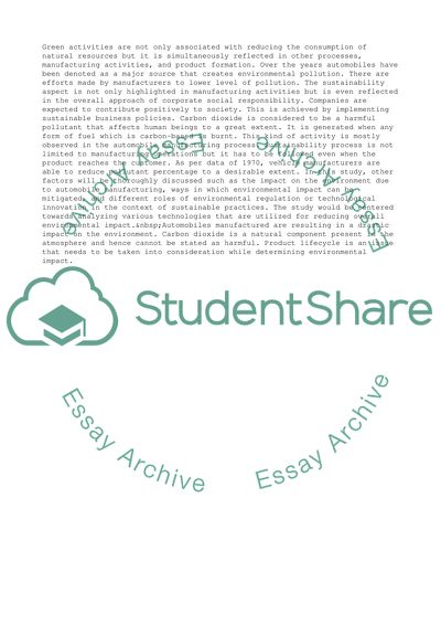 Environmental Impact of Automobile Manufacturing