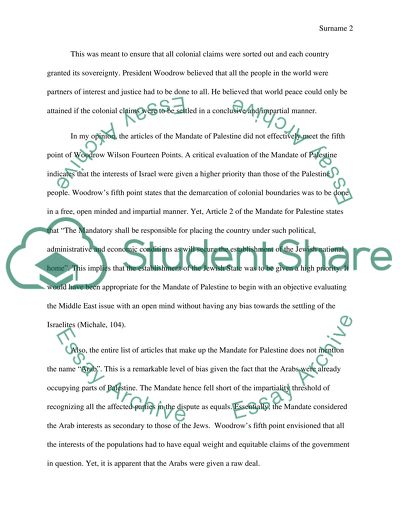 World History. The Mandate for Palestine is an historical League of Nations