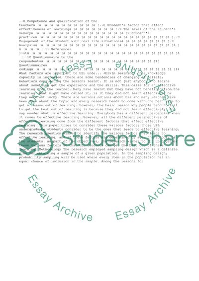 Factors to Help Students to Learn Effectively on Courses