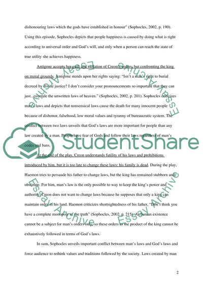 Mans Laws vs Gods Laws in Antigone by Sophocles