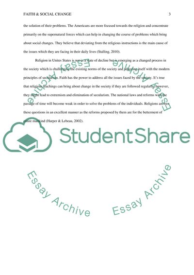 The Role of the Faith in social change