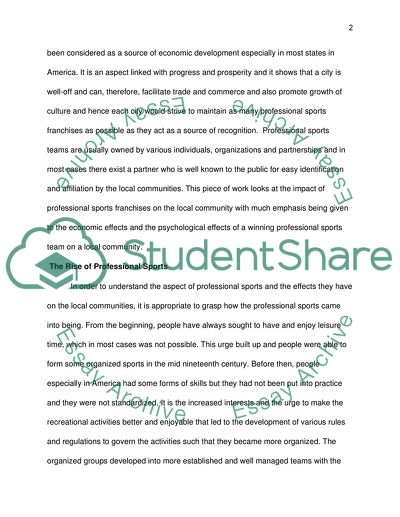 Impact of Professional Sports Franchises on the Local Community