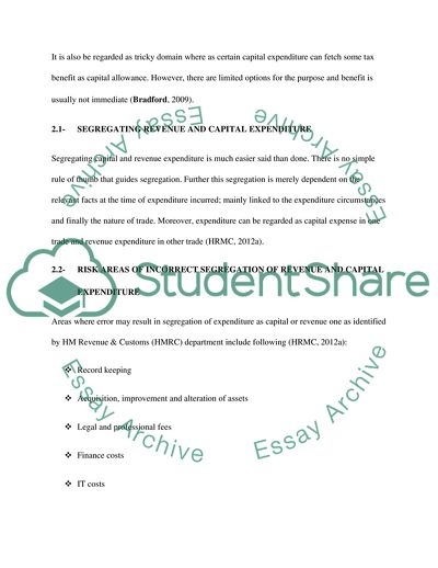 Taxation in Capital and Revenue Expenditure in the UK