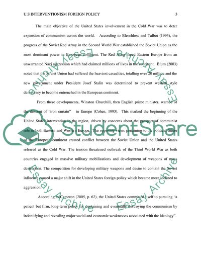 US Post Cold War Interventionism Foreign Policy