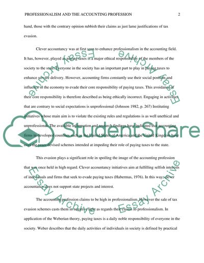 Professionalism and the Accounting Profession