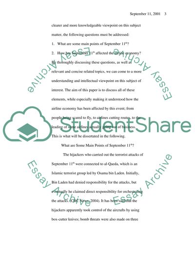 The Impact of September 11, 2001 On The Airline Economy