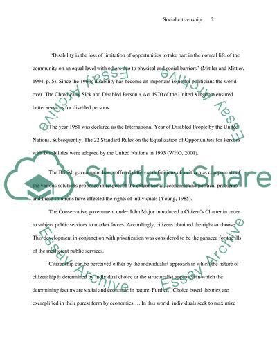 Disabled People Share the Rights to Social Citizenship