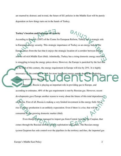 Turkey is pivotal to Europes middleeast policy.Discuss