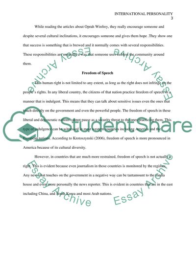 International Personality: Oprah Winfrey