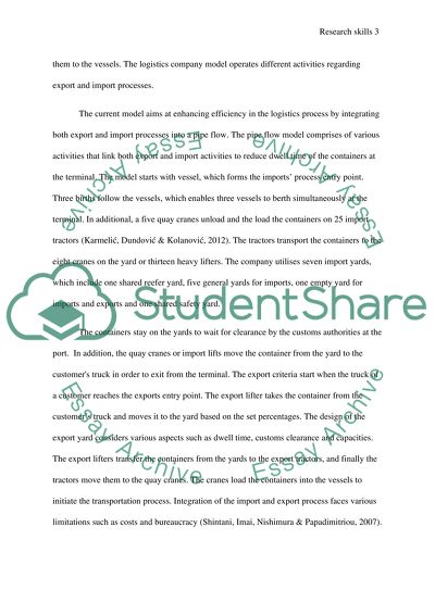 Pipe Flow Modelling of Container Terminal Logistics Terminal