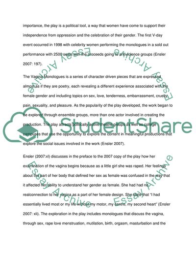 The Vagina Monologues: Expressing the Female through the Female Body