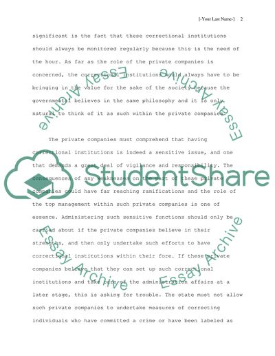 Private Companies and Correctional Institutions