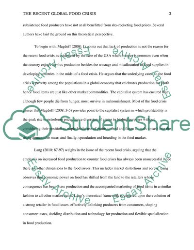 The Recent Global Food Crisis