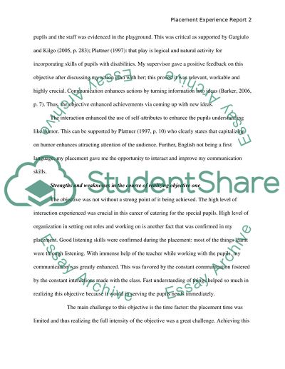 Placement Experience Report