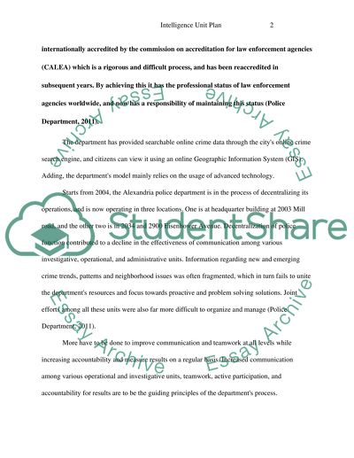 Alexandria Police Dept Intelligence Unit Proposal