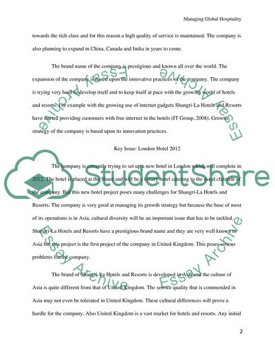 Managing Global Hospitality