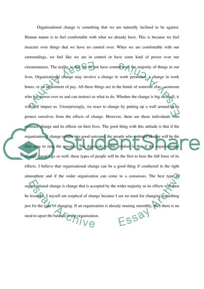 (Ethics and Comunication) Reflection on organizational change