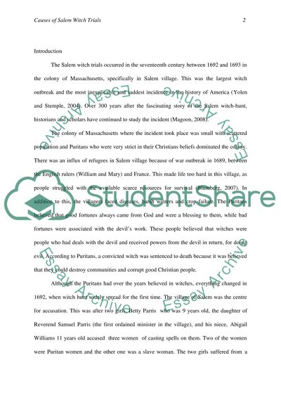 Causes of Salem wWtch Trials