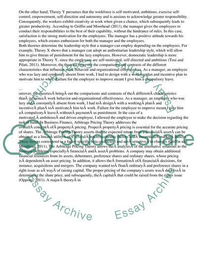 Organizational Management: the Theory X and Theory Y