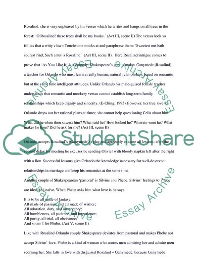 The Aspects of Love in As You Like It by Thomas Lodge