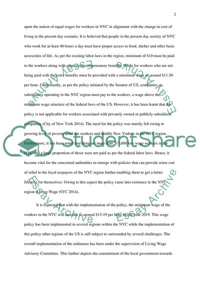 Wage Campaign in New York City