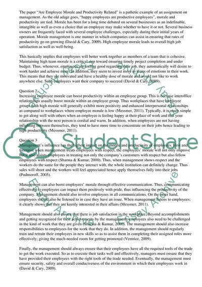 Are Employee Morale and Productivity Related