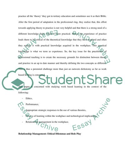 Critical Anaysis of Learning: within a work context