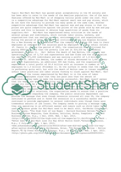 Wal-Mart Competitive Advantages