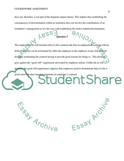 Affirmative Action v. Quotas, disparate treatment and disparate impact, employment at will