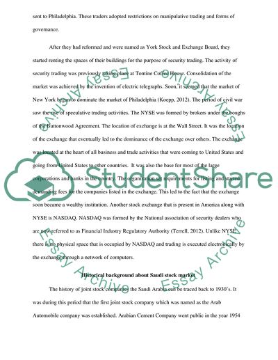 US and Saudi Stock Markets