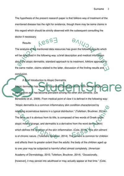 Atopic Dermatitis: Treatment by Means of Plants