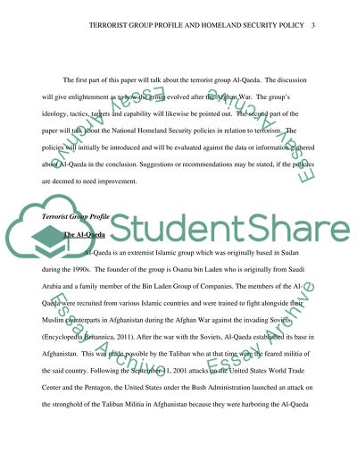 Terrorist Group Profile and Homeland Security Policy