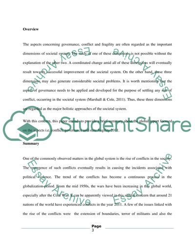 Summary of global report on conflict governance and state fragility 2011