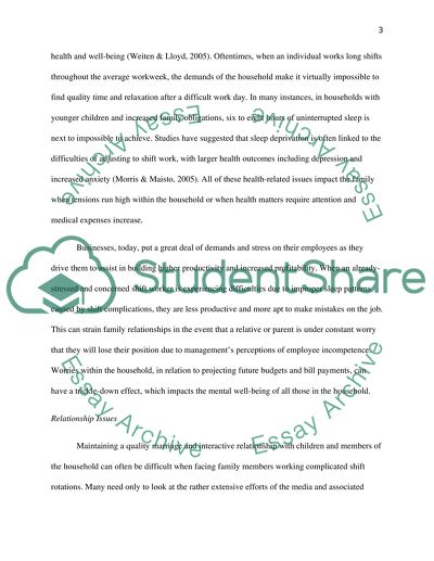 The Effects of Shift Work on The Employees and Their Families