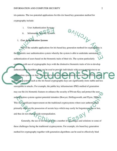 The Suitable Applications for Iris Based Key Generation Method
