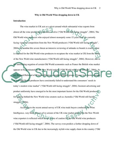 Why is old world wine dropping down in uk