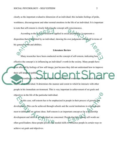 Self-Esteem in the Growth and Development of an Individual