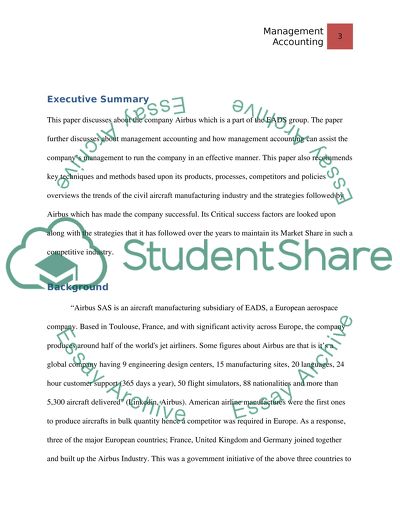 Management Accounting of Airbus