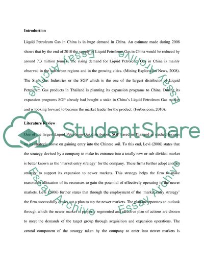 The Siam Gas Industries: Market Entry Strategies