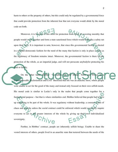 Contrasting the Hobbesian and Lockeian Social Contracts