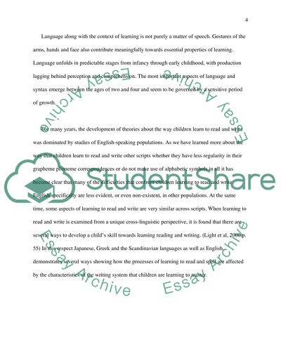 Language and Literacy in Children within Cultural Practices