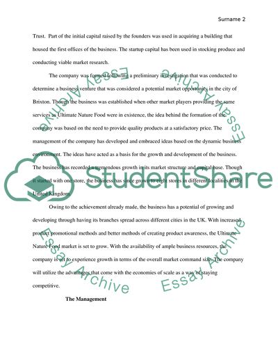 Ultimate Nature Food Project Proposal