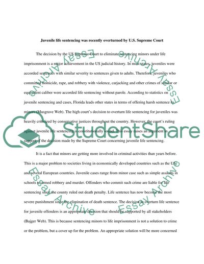 Juvenile Life Sentencing was Recently Overturned by U.S. Supreme Court