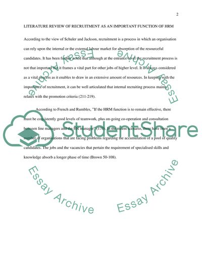 Recruitment as an Important Function of HRM