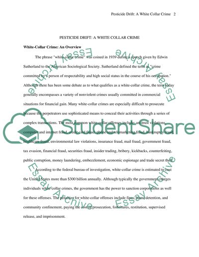 Pesticide Drift: A White-Collar Crime